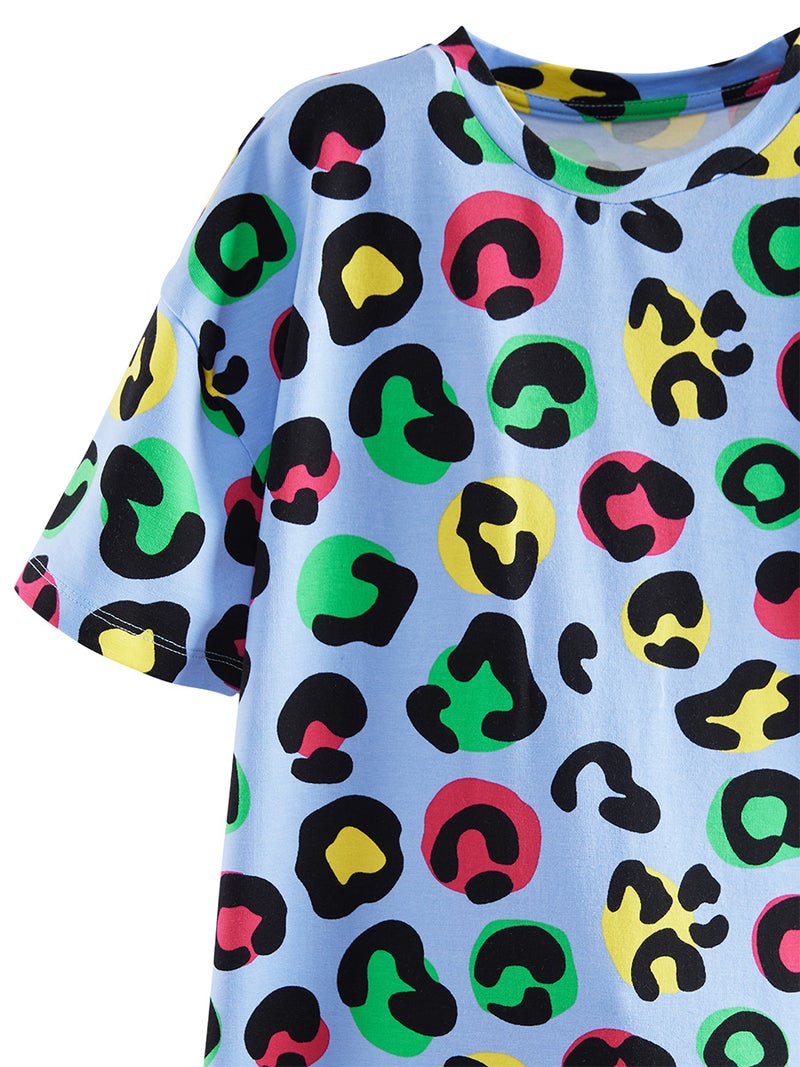 Denokids Leopard Girl Oversize Blue Dress - Image 5